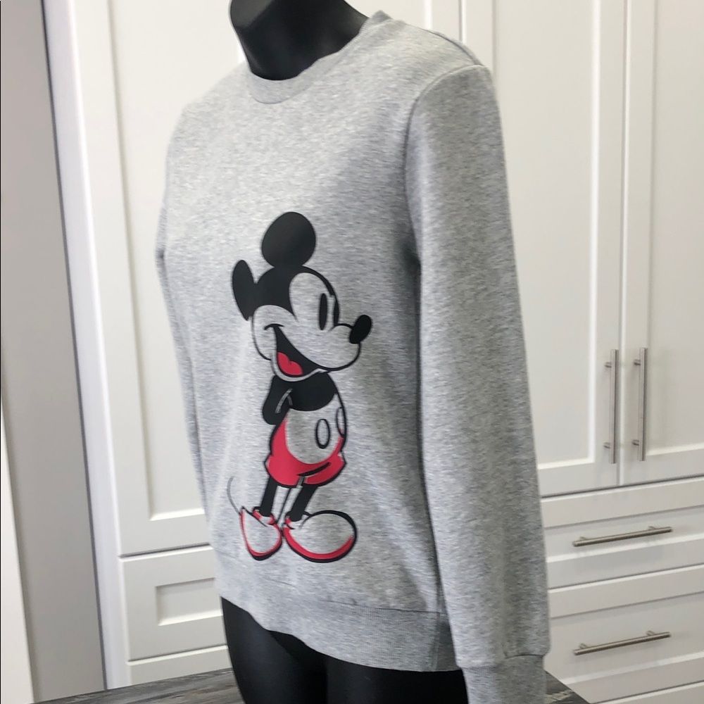 Disney Mickey Mouse Crewneck Sweatshirt Kids Large (10–12) Heather Grey - Picture 4 of 9